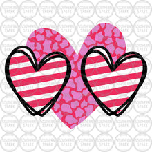 Load image into Gallery viewer, Valentine's Day SVG / Three Hearts / Valentine SVG / Pink Stripes Cow Prink / Cut File / Clip Art / Southern Spark / svg png eps pdf jpg dxf
