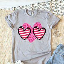 Load image into Gallery viewer, Valentine's Day SVG / Three Hearts / Valentine SVG / Pink Stripes Cow Prink / Cut File / Clip Art / Southern Spark / svg png eps pdf jpg dxf
