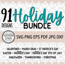 Load image into Gallery viewer, Holiday Bundle Valentine's Mardi St Patrick's Easter Mother's Father's 4th Of July Halloween Thanksgiving Christmas svg png eps pdf jpg dxf
